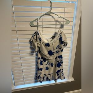 Lulus White Dress with Blue Flowers 
off the shoulder dress
Size S